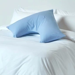 Taie d'oreiller spécial oreiller cervical en coton égyptien 200 fils Forme V bleu-1