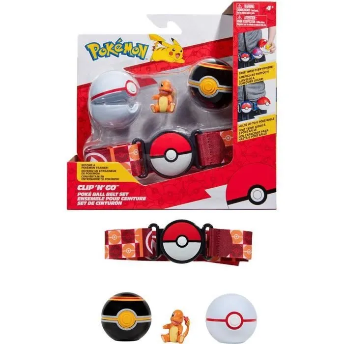 Ceinture - BANDAI - Pokémon Clip ‘N’ Go - 1 ceinture, 2 Poké Balls et 1 figurine Salamèche 5 cm-0