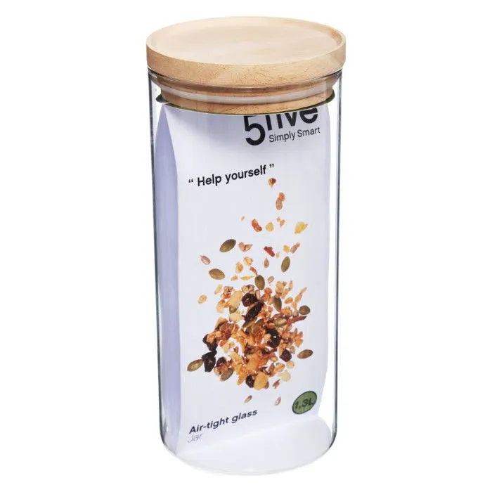 Bocaux de rangement en verre et bois couvercle hermétique Atmosphera - Bocal hermétique 1.3 Litre-3