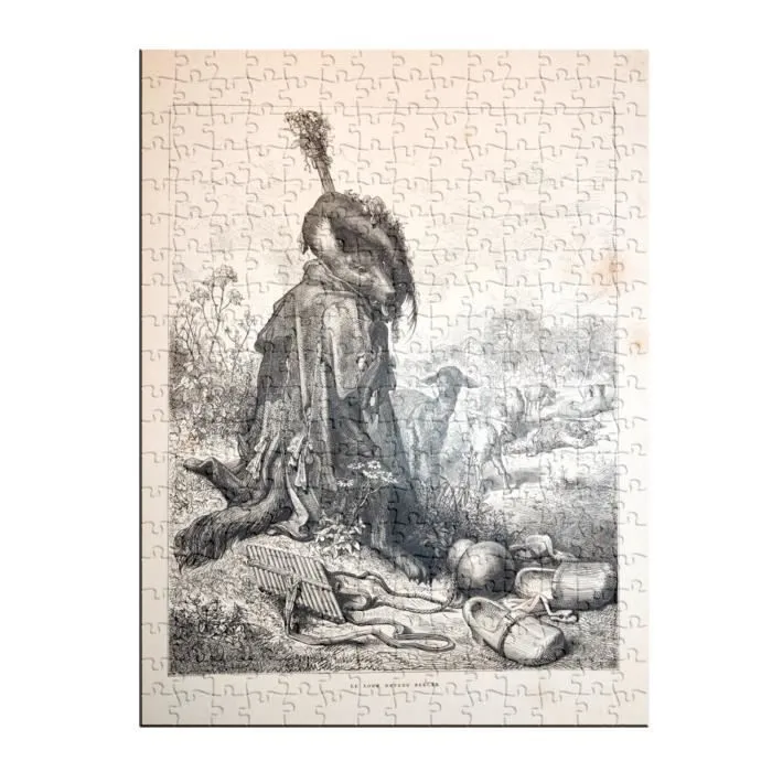 Puzzle Classique 280 pièces Le Loup Devenu Berger Fable LaFontaine Gustave Dore Gravure-1