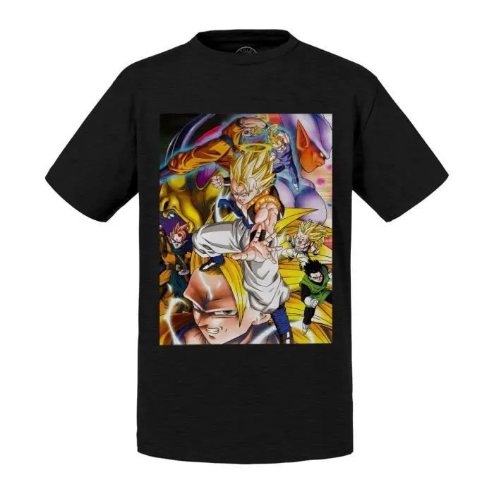 T-shirt Enfant Noir Dragon Ball GT Sangoku Super Sayen 3 Anime Manga-0