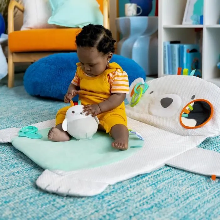 BRIGHT STARTS Tapis d'éveil Ours Polaire, Coussin de support pour position sur le ventre, 4 jouets détachables-4