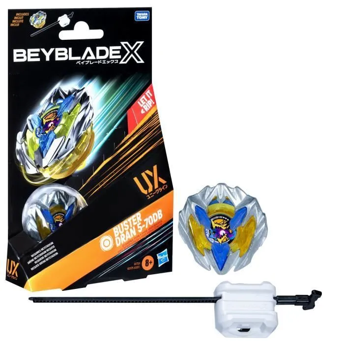Beyblade X, Starter Pack Buster Dran 5-70DB UX avec toupie de type endurance de compétition et lanceur, des 8 ans-0