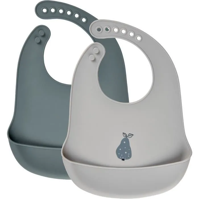 CeLaVi bavoirs en silicone gris/bleu pétrole taille unique 2 pièces-0