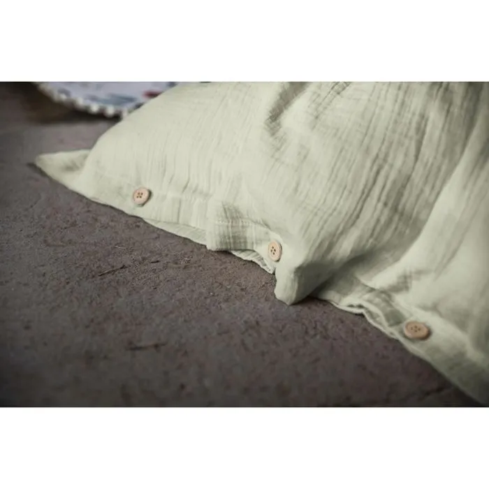 Pack gaze de coton parure de couette 260X240 cm + drap housse 160X200 + 2 taies 50X70  Vert-1