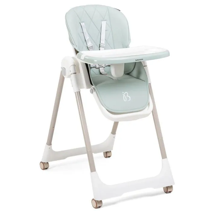 Bebelissimo - Chaise haute évolutive bébé - Pliable - Compacte - Réglable hauteur - De 6 mois à 3 ans (15kg) - vert-1