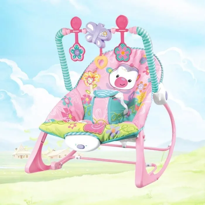 Balancelle Transat bébé électrique avec Vibrant et Musical - Rose - 0 à 3 ans - Respirant Et Confortable-0