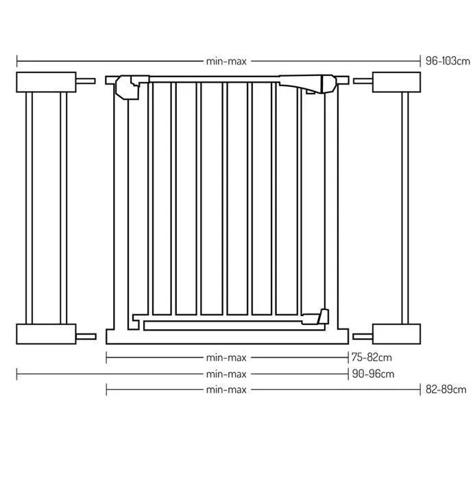MoMi PAXI PLUS – Barrière de sécurité – Barrière escalier pour enfant 75-82cm (max 103cm) - Installation Facile sans Vis – Noir-5