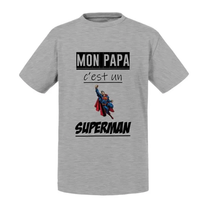 T-shirt Enfant Gris Mon Papa Est Un Super Hero Pere Super Hero-0