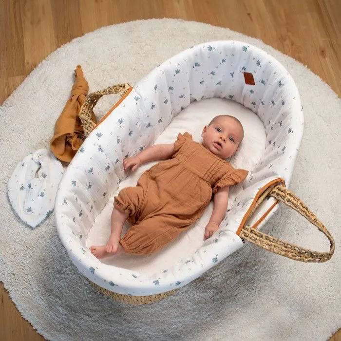 Couffin bébé avec Matelas Habillage et Drap Housse Bleuet-1
