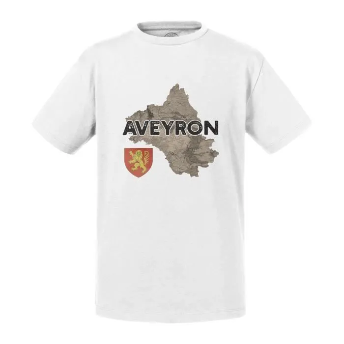 T-shirt Enfant Blanc Aveyron 12 Département Millaux Carte Ancienne Occitanie-0