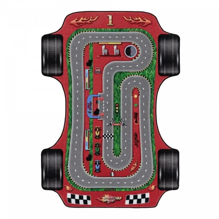 Tapis Enfant - CARS - Rouge - 140 x 200 cm - Polyamide - Motifs éducatifs-1