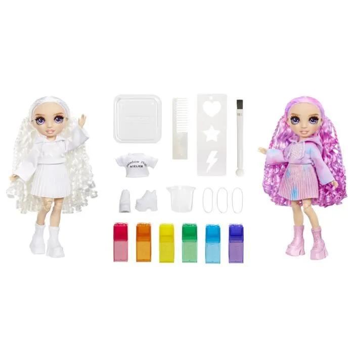 Rainbow High - Water Color - 1 poupée mannequin (Violet) de 27cm - 2 tenues et accessoires à personnaliser - Colore tes cheveux-3