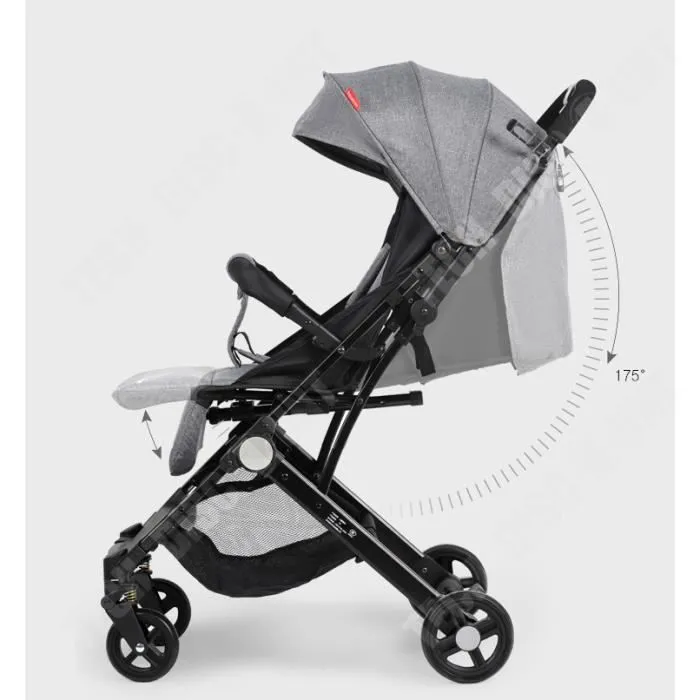 TD® Poussette Gris 89 x 47,5 x 104 cm Poussette canne ultra pour bébés pliable Poussette Combinée-2
