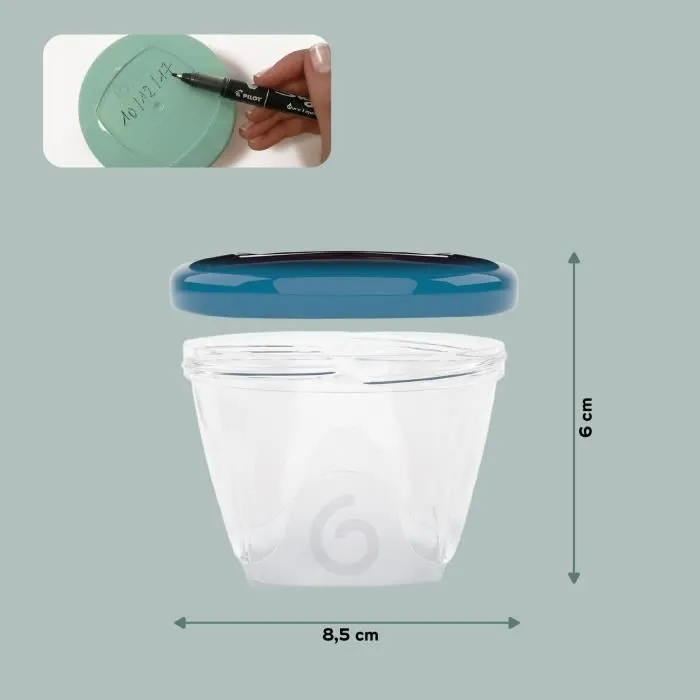 BABYMOOV Babybols lot de 6 pots de conservation pour bébé 180ml, gradués, garantis sans BPA, hermétiques, surface réinscriptible-4