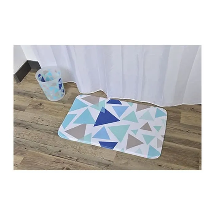 TENDANCE - Tapis de salle de bain en Microfibre 45 x 75 cm déco Geometrik-1