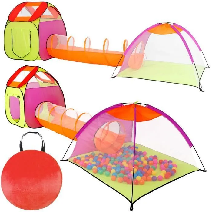 Tente de jeu pour enfants avec tunnel - SPRINGOS - Maison de jeu - Multicolore - 3 ans et plus-0