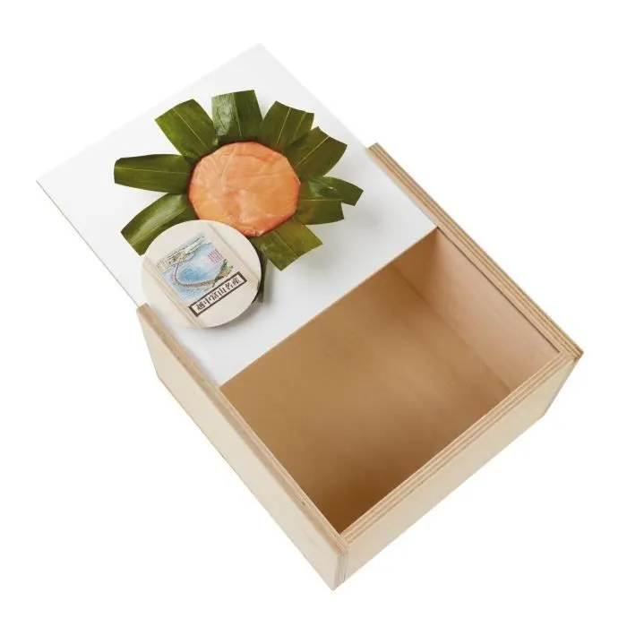 Boite Coffret en Bois - Masu No Sushi Nourriture Japon Cuisine Japonaise (11 x 11 x 3,5 cm)-0