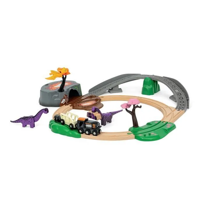 BRIO Circuit Aventure Dinosaure 21 pièces - Action de Jeu sans Pile - Dinosaures Inclus - Circuit de Train en Bois - Brio World-3