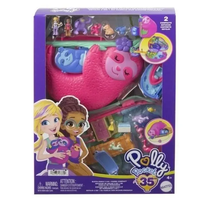 Polly Pocket-La Famille des Paresseux-Coffret 2 en 1, jouet de voyage HRD40-5