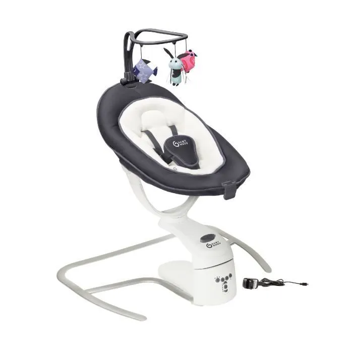 Babymoov Balancelle bébé électrique Swoon Motion, Assise à 360°, Zinc-0