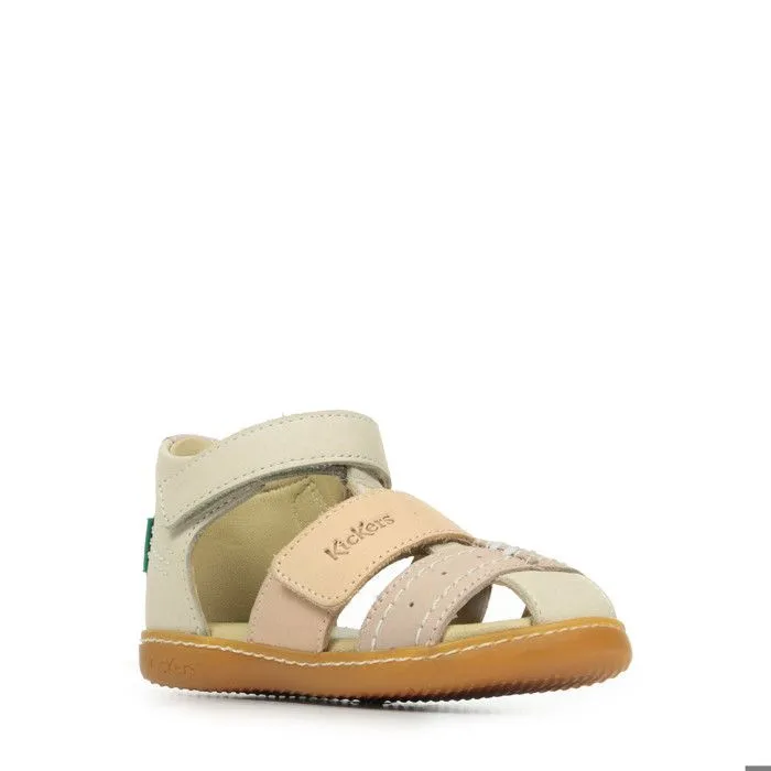 Sandales - KICKERS - Kick Bazar - Beige - Cuir - Fermeture Scratch-1
