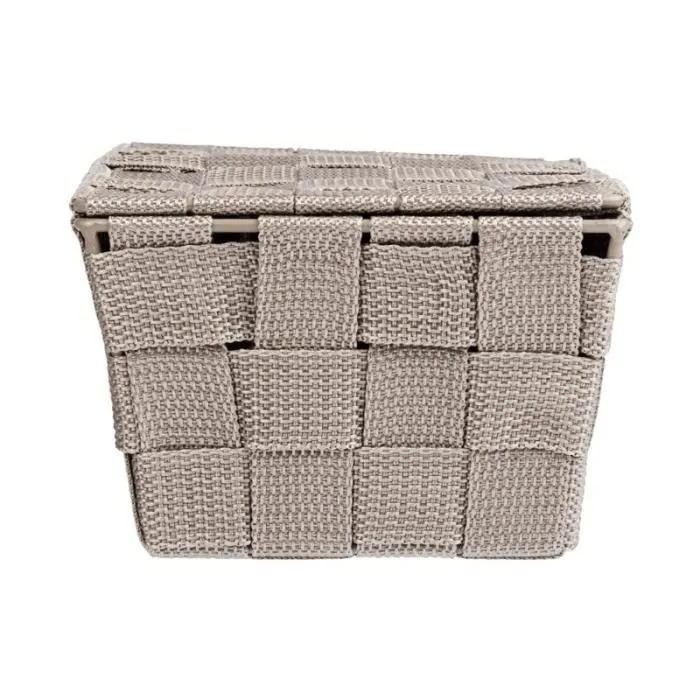 WENKO Panier de rangement Salle de bain avec couvercle Adria, petite boite de rangement, Polypropylène, 19x14x10 cm, taupe-3