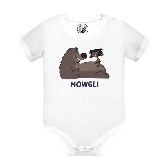 Body Bébé Manche Courte Blanc Mowgli Enfant Héros Nature Jungle-0