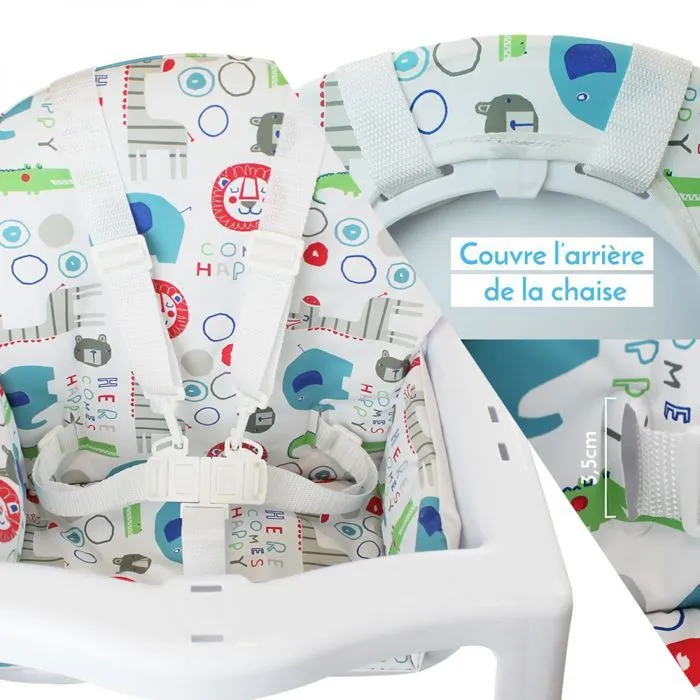 Housse d'assise pour chaise haute bébé enfant gamme Délice - Imprimé jungle - Monsieur Bébé-3
