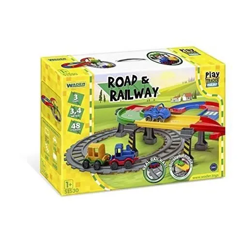 Jeu de rails et de chemin de fer - WADER - 51530 - Multicolore - 3 véhicules - 3,4 mètres-0