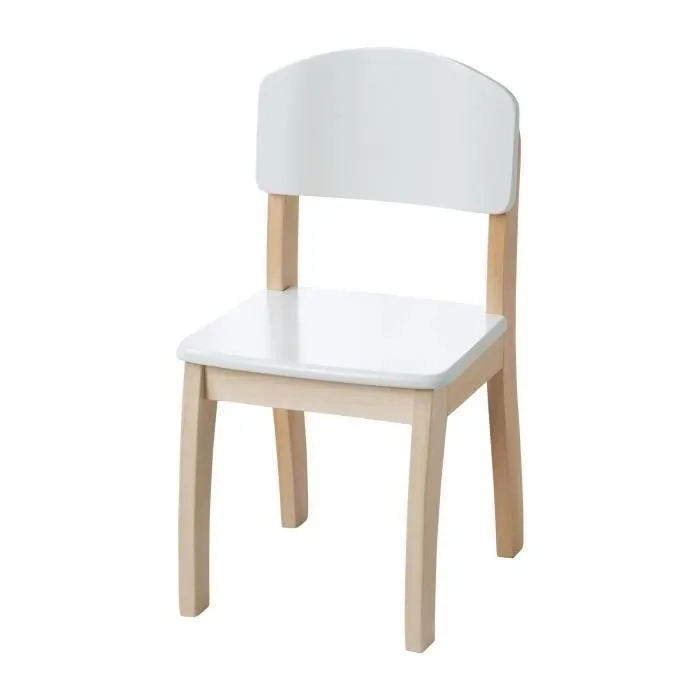 Chaise pour Enfant ROBA - Bois Laqué Blanc - Hauteur d'Assise 31.5 cm - Design Moderne et Incurvé-0