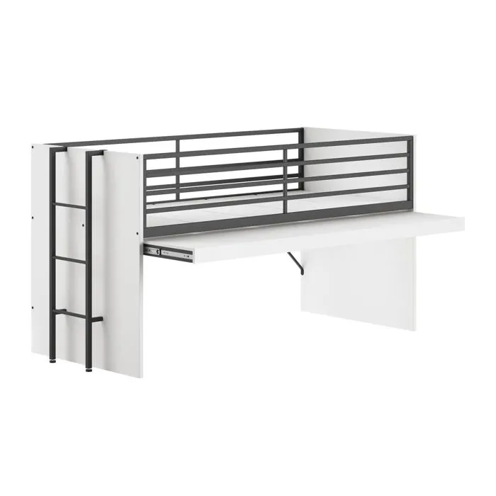 Lit mi-haut - Vipack - SAHS8514 - 90x200 cm - Blanc - Contemporain - Bureau coulissant-2