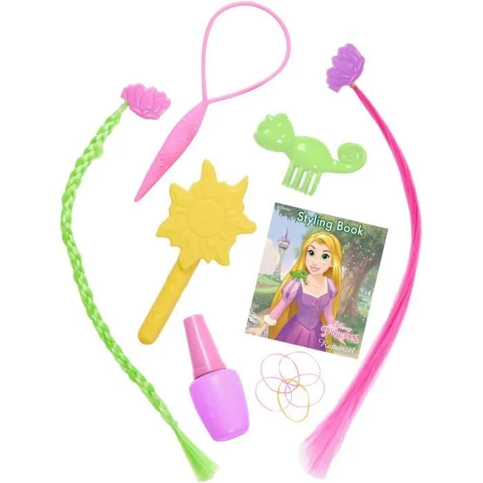 Tête à coiffer - DISNEY - Raiponce Deluxe - 12 accessoires - Faux flacon de vernis - Guide coiffure-1
