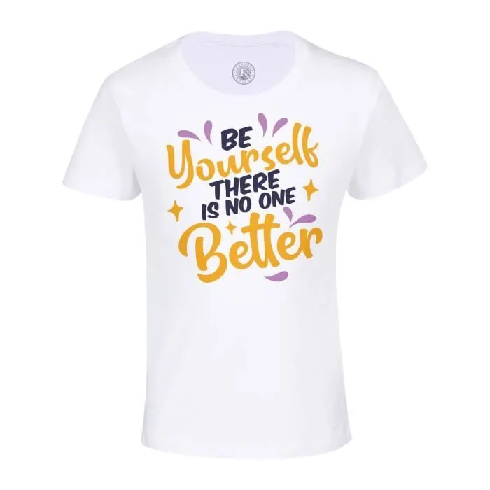 T-shirt Enfant Blanc Be Yourself Typographie Message Citation Motivation Self Love Inspiration-0