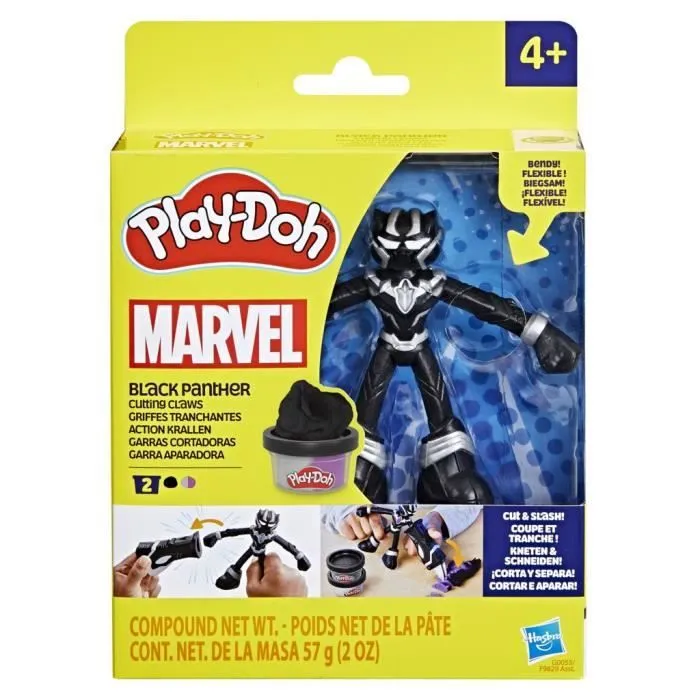 Play-Doh Black Panther, Griffes tranchantes avec figurine flexible et pâte à modeler, dès 4 ans, Marvel-7