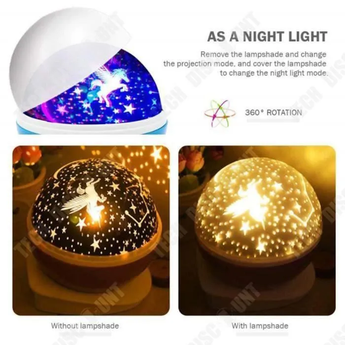 TD® Led Veilleuse Enfant Etoile Projection Colorée Rotation Lampe Projecteur Lumiere Plafond, Cadeau pour Bébé Anniversaire Noël - B-2