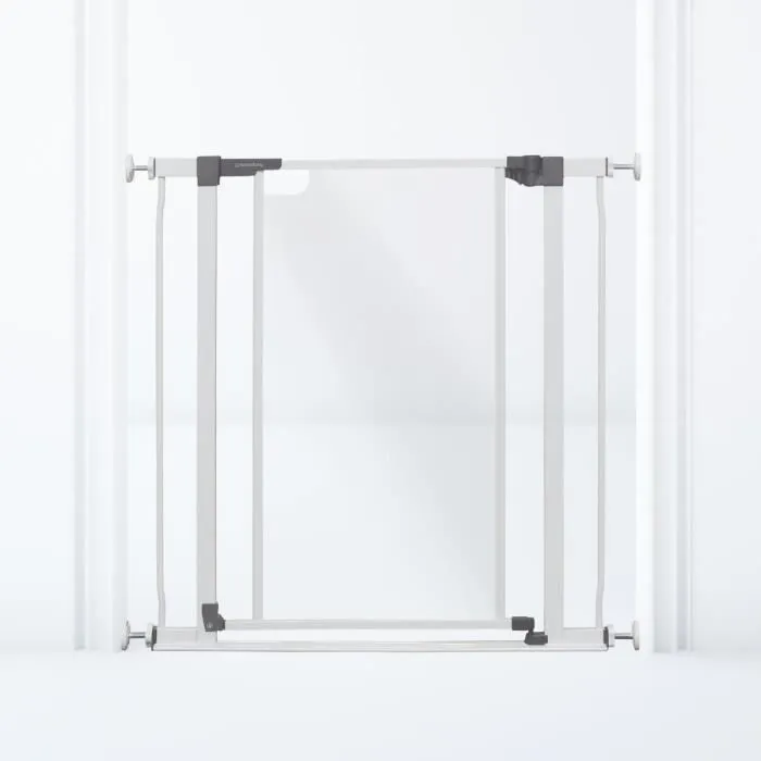 Barrière de sécurité à panneau transparent - DREAMBABY - Fonction "maintien en position ouverte"- Bas anti-chute - Blanc-0