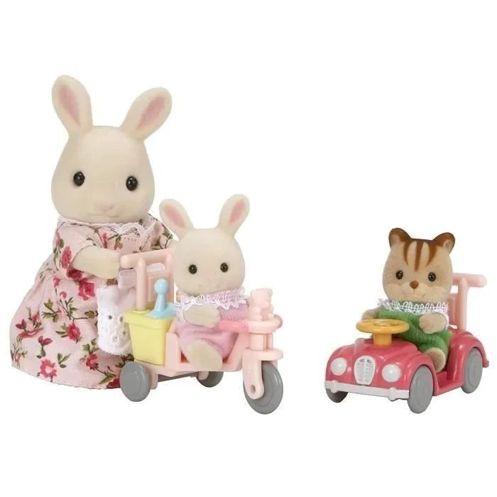 SYLVANIAN FAMILIES - TRICYCLE & MINI VOITURE BEBES - Jaune - Sets prêts à jouer-1