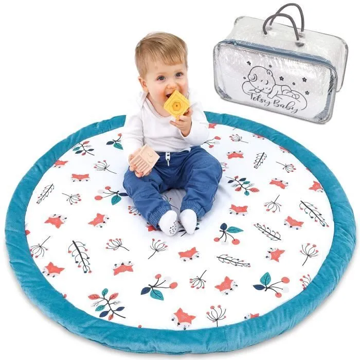 Coussin de sol pour enfant 100 cm – Coin douillet pour chambre d'enfant, matelas de sol rond, couverture rampante pour bébé,-0