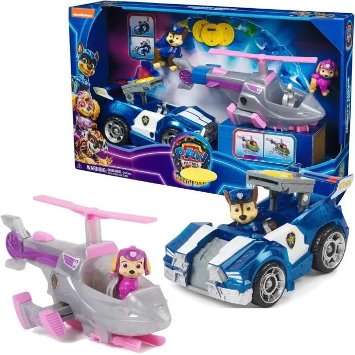 Paw Patrol The Movie 2 Set vehicles movie dog figures Skye Chase 2 pack radio car helicoptere-0