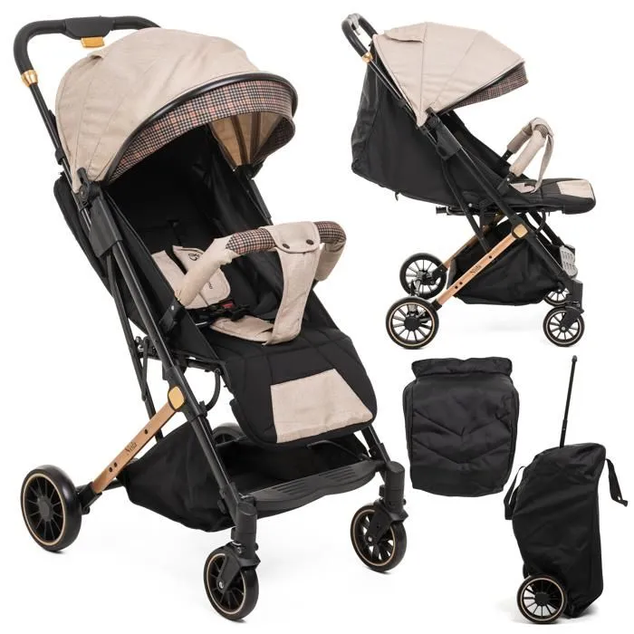 Bebelissimo - Poussette bébé Citadine Ultra Compacte - De 0 à 36 mois - Nola - beige-0