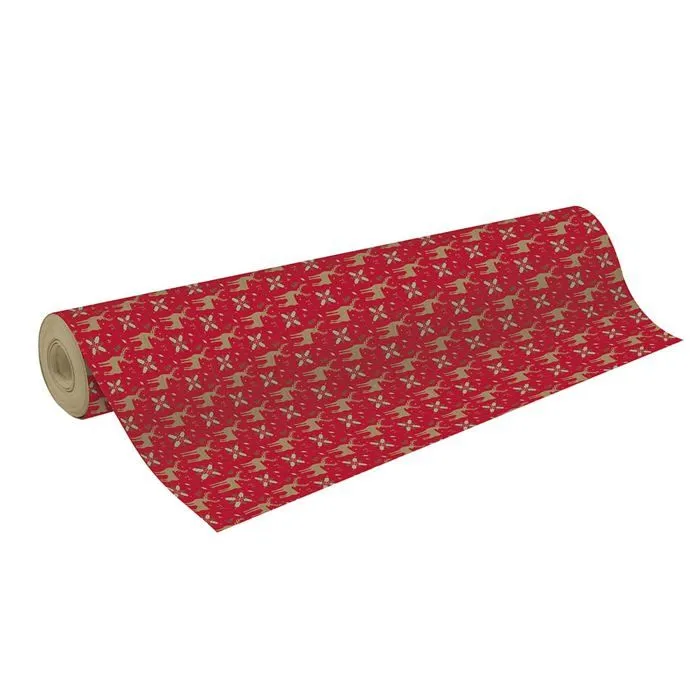 Très gros rouleau papier cadeau noël rouge 50m Kraft Rennes CLAIREFONTAINE 70g-0