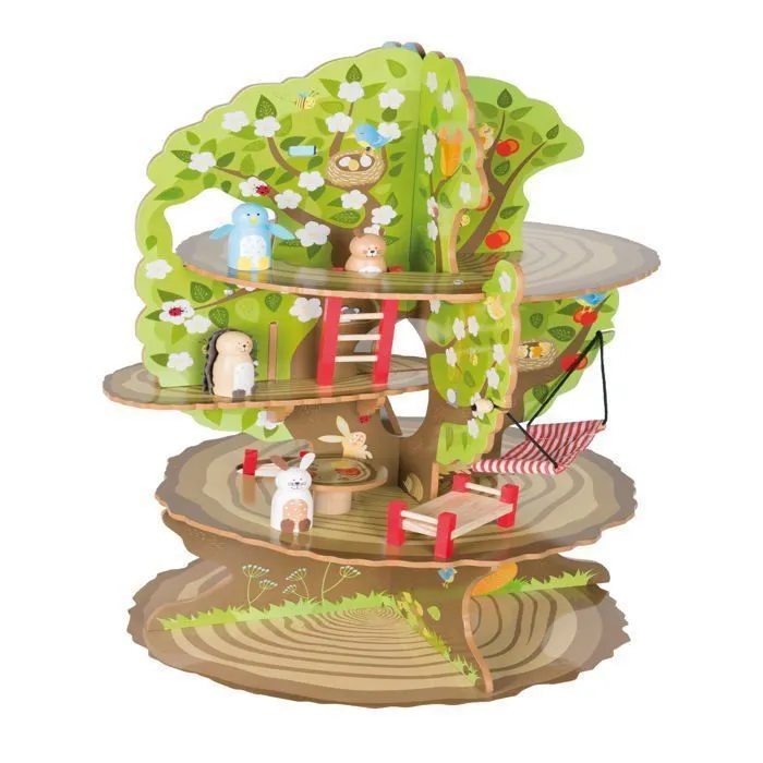 Cabane dans l'arbre 4 saisons en Bois - ROBA - Jeu de construction - Animaux et Accessoires Inclus-0