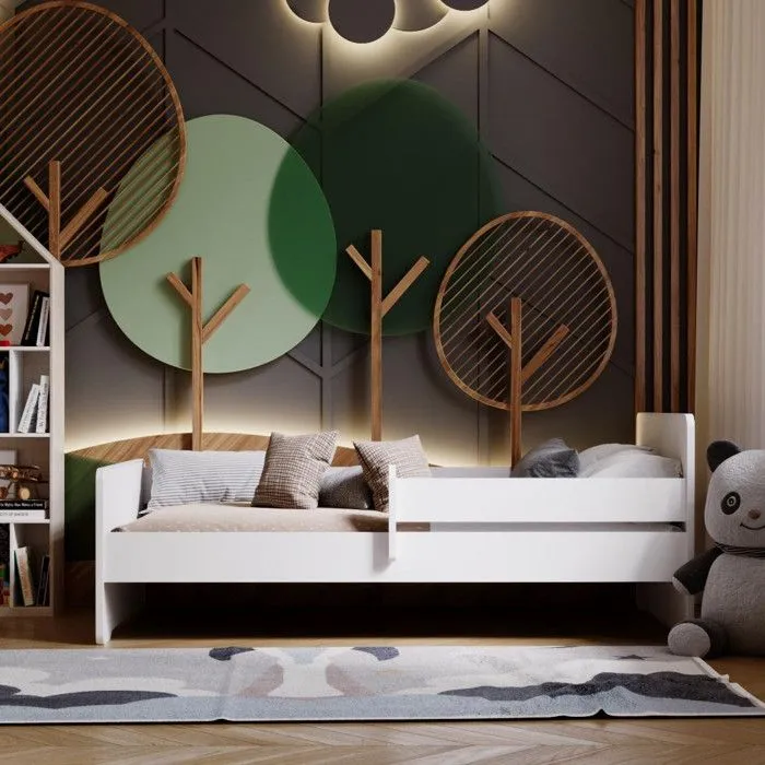 Lit enfant mixte garçons et filles Aksil avec sommier et matelas - 140 cm x 70 cm-1