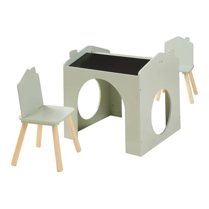 Ensemble de table de dessin et 2 chaises pour enfants Romso vert menthe-0