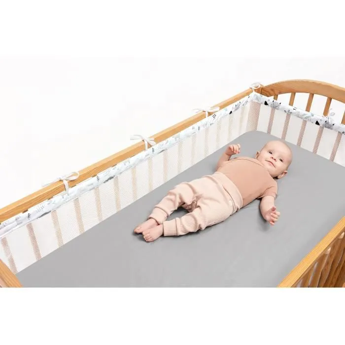 Bellochi Tour de Lit Bébé 360x30 cm - - Tour de Lit Souple Universel - Contour de Lit Bébé - Animals Mint-3