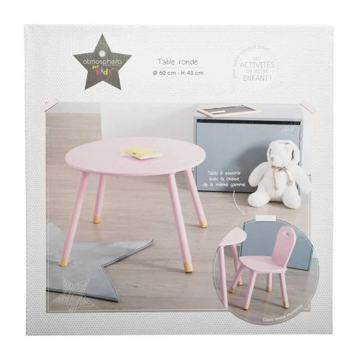Table enfant "Douceur" rose - Rose - Atmosphera createur d'interieur-2