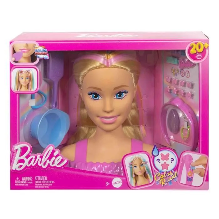 Barbie-Tête À Coiffer Color Reveal-Chevelure Blonde Et Accessoires - 3 ans+- JFG81-1