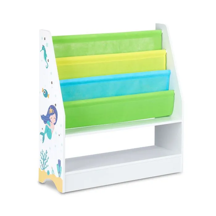 Relaxdays Etagère enfants, motif mer, 2 boîtes, 2 compartiments, rangement jouets, bibliothèque 74x71x23 , coloré-5