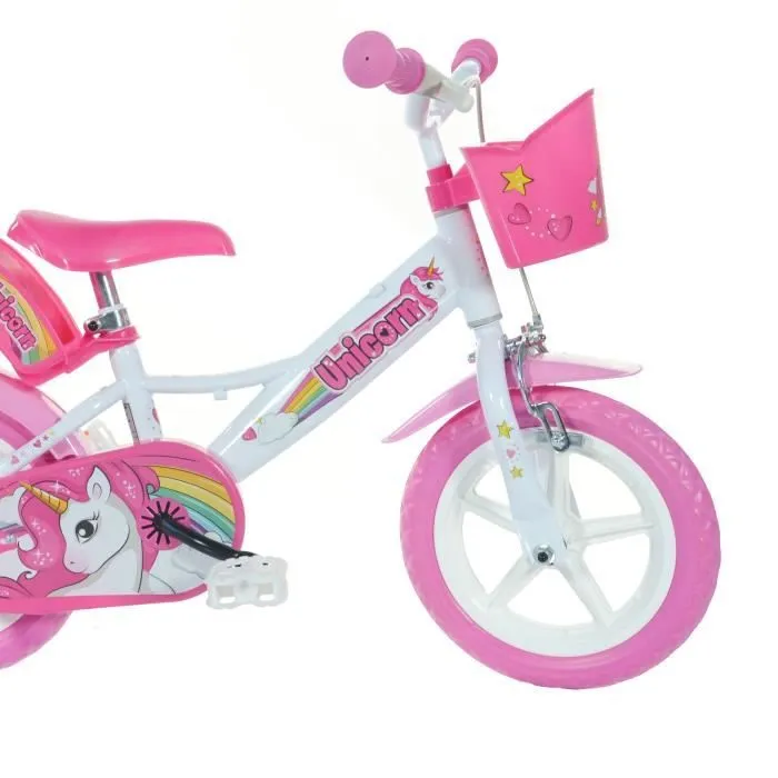 Vélo Enfant 12" - UNICORN - Rose - 3 à 5 Ans - Roue 12 pouces - Fille-1